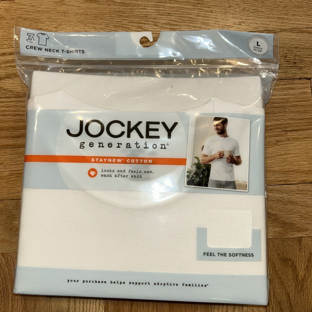 Pkg of 3 Jockey Generation Mens 100% Cotton Crew Neck T-Shirts Sz Large NEW